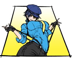 ahegao00 ahemaru alternate_breast_size clothed hat persona persona_4 shirogane_naoto suspenders tagme