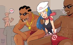 1girls blackcat18up bulge couch cuckold dark-skinned_male dawn_(pokemon) interracial lucas_(pokemon) pokemon pokemon_dppt tagme