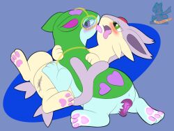 anthro bodily_fluids female female/female flayr genital_fluids hi_res kissing nintendo pokémon_(species) pokemon pokemon_(species) pussy pussy_juice quilava saliva syngie_(artist) video_games