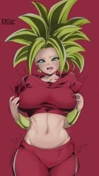 1girls big_breasts breasts clothing dragon_ball dragon_ball_super dragon_ball_z female female_only green_hair kefla legendary_super_saiyan masturbating masturbation mikleodeus muscular_female rom saiyan shounen_jump solo solo_female super_saiyan super_saiyan_2 yellow_hair