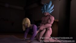 1girls 2boys 3d android_18 animated asian asian_male blonde_hair blue_hair breasts cuckold doggy_style dragon_ball dragon_ball_super dragon_ball_z female hanging_breasts indoors krillin kuririn muscular muscular_male no_sound patreon_username shirt_up son_goku spiky_hair super_saiyan_blue tarrotherambler twitter_username video voyeurism