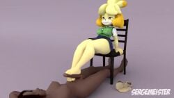 1futa 1girls 3d animal_crossing animated anthro black_hair breasts dark-skinned_futanari dog foot_fetish footjob fur furry futanari gif human interspecies isabelle_(animal_crossing) large_ass large_penis nintendo no_sound sergemeister sja1986 thick_thighs video wide_hips yellow_fur