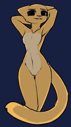 anthro avenu bethesda_softworks breasts eggnog_(artist) featureless_breasts felid feline female front_view fur furry genitals katia_managan khajiit mammal monster_girl oblivion open_mouth pink_nose prequel small_breasts smile standing tail the_elder_scrolls video_games webcomic webcomic_character yellow_body yellow_fur