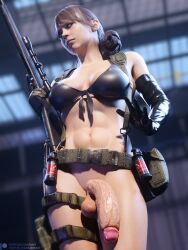 1futa 3d abs absurdres balls big_breasts big_penis blender bottomless breasts casual casual_nudity dickgirl fjaye flaccid flaccid_penis futa_only futanari gun highres intersex large_breasts metal_gear_solid metal_gear_solid_v muscular_futanari no_underwear penis quiet_(metal_gear) sniper sniper_rifle solo veiny_penis