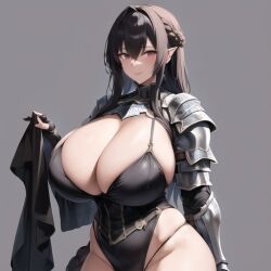 1girls ai_generated armored_gloves black_hair busty elf elf_ears elf_female elf_girl enråna first_porn_of_character huge_breasts massive_breasts nemus_waifu_generator pooplool royal_dwarves solo_female tagme wasp_waist