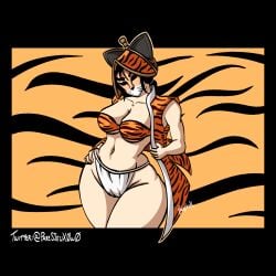 brown_eyes cat_ears female_only for_honor fundoshi mask nobushi paresseux0w0 teasing thick_thighs tiger