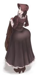 1girls absurdres ass ass_in_dress big_ass bloodborne bonnet female female_only fromsoftware highres huge_ass lolita_fashion looking_back plain_doll solo sony_corporation sony_interactive_entertainment sunnysundown thick_thighs victorian white_hair wide_hips