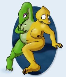 anthro breasts conjoined dinosaur multi_head reptile scalie theyton