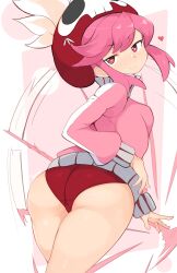 1girls 2022 :3 artist_signature ass ass_focus bloomers buruma female female_only hat hips jacket jakuzure_nonon jellcaps kill_la_kill large_ass pink_eyes pink_hair pink_jacket png red_hat simple_background slim_waist small_breasts smile smug smug_face smug_grin solo thick_thighs thighs white_background wide_hips