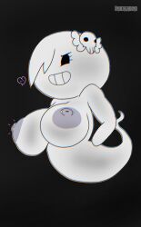 1girls big_breasts breasts carrie_krueger cartoon_network female female_only ghost ghost_girl hair hair_over_eye hi_res nipple_piercing nipples one_eye_obstructed piercing signature simple_background solo spirit the_amazing_world_of_gumball underground_(artist)