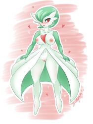 anthro anthrofied blush buutymon female gardevoir green_hair hair_over_one_eye large_breasts nude open_mouth pokémon_(species) pokemon pokemon_(species) pokemon_rse pussy solo