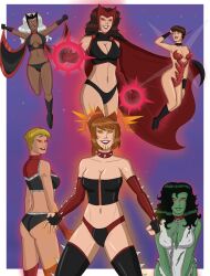 2d_(artwork) 6girls 82d african african_female age_difference ass avengers big_ass big_breasts big_butt black_corset blonde_hair boob_window brown_hair captain_marvel carol_danvers chained_collar chains cleavage collar corrupted corset corset_bra dark-skinned_female dark_skin female female_only femsub flying full_body glowing_eyes green_skin highres hope_van_dyne hounds_(marvel) jennifer_walters large_breasts marvel marvel_comics mind_control multiple_girls muscular_female mutant_(marvel) mutate_(marvel) ororo_munroe pinup polmanning poster rachel_grey rachel_summers red_corset revealing_clothes scarlet_witch she-hulk simple_background size_difference storm_(x-men) tiara tight_clothing torn_clothes torn_clothing upper_body wanda_maximoff wasp_(marvel) wavy_hair white_border white_hair x-men