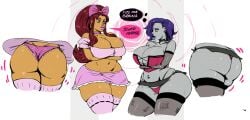 2girls alien alien_girl arguing ass ass_envy ass_expansion big_ass big_breasts big_butt big_lips bimbo bimbofication bimbosparkle bow breast_envy breast_expansion breasts choker competing curvy dc dc_comics duo female female_only goth huge_ass huge_breasts human koriand'r large_ass large_breasts large_butt lip_expansion navel_piercing rachel_roth raven_(dc) redblacktac redfred starfire talking teen_titans text thighhighs transformation