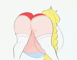 animated ass ass_shake back_view backboob big_ass big_breasts big_butt blonde_hair boobs_and_butt_pose booty_shorts breasts cassie_(theycallhimcake) hanging_breasts huge_ass huge_breasts huge_butt pants pinkanimations theycallhimcake thick_thighs thighhighs underboob