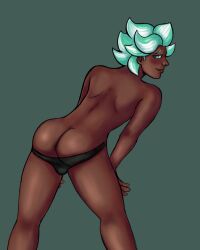 cookie_run dark_skin fat_ass green_hair male mint_choco_cookie