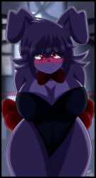 anthro bonnie_(fnaf) bonnie_(fnia) breasts cleavage clothing elronnyx female five_nights_at_freddy's five_nights_in_anime looking_at_viewer solo tagme