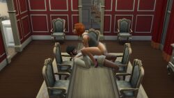 devious_desires deviousdesires female high_heels male on_table red_hair straight the_sims the_sims_4 vaginal_sex