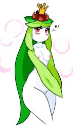 ? anthro blush breasts cactuscacti female hands_together heart lilligant nintendo nipples nude pokémon_(species) pokemon simple_background small_breasts solo solo_focus video_games