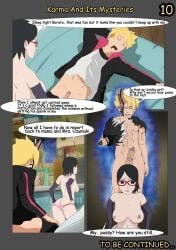 boruto:_naruto_next_generations breasts comic comic_page dialogue dialogue_box doujinshi erogakure naruto page_10 penis sarada_uchiha text uzumaki_boruto