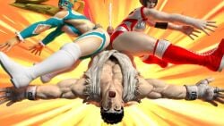 1boy 2girls 3d ass assjob big_ass buttjob capcom collaborative_buttjob cum double_buttjob female leotard male rainbow_mika ryu_(street_fighter) straight street_fighter street_fighter_v thick_thighs yamato_nadeshiko yamato_nadeshiko_(street_fighter)