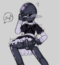 ... 1boy blush covering_face crossdressing doors_(roblox) dress dress_lift embarrassed erection goo_creature greedyghoul penis roblox roblox_game seek_(doors) self_upload slime solo tagme