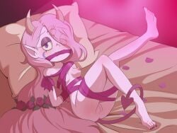 1girls ass barefoot bed blush bondage breasts celena_butterfly censored disney feet female female_only h_space hspace looking_at_viewer mosaic_censoring nipples nude pillow pussy ribbon ribbon_bondage solo star_vs_the_forces_of_evil teeth