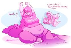 2girls adventure_time bbw belly belly_overhang big_belly big_breasts breasts cozynakovich curvy deep_navel fat feederism feeding female female_focus female_only goth huge_belly human marceline milf muffin_top multiple_girls overweight overweight_female pajamas princess_bubblegum thick_thighs tomboy voluptuous wide_hips