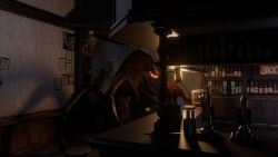 16:9 4k absurd_res alien anthro arthropod bar bite darkthemechair duo edgar_the_bug eduarda_the_bug female glowing glowing_tongue hi_res insects kissing male male/female orthopterous_exomorphs public public_sex sex taur tongue vore widescreen xaine