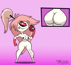 1girls ass big_ass breasts busty cherri_bomb curvy cute cyclops demon female hazbin_hotel huge_ass naked naughtymex nipple_stickers nipples nude pink_hair shortstack smaller_female solo solo_female straight_hair thick_thighs wide_hips