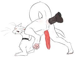 anal anal_sex ass ass_up balls big_penis black_penis bodily_fluids choker choker_only cum cum_from_ass cum_in_ass cum_inside cum_on_penis disembodied_penis dragon duo feral fur furred_dragon furred_scalie gagaga_ram genital_fluids genitals jewelry long_penis looking_back male male/male markings mythological_creature mythological_scalie mythology necklace necklace_only nude open_mouth penetration penile penile_penetration penis penis_in_ass rear_view red_eyes red_markings scalie tapering_tail whiskers white_body white_fur