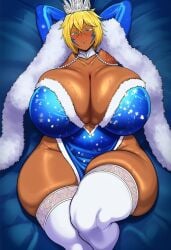 1girls 2d ai_generated armpits arms_behind_head arms_up ass big_ass big_breasts big_butt big_thighs bleach blonde_hair blue_dress blush breasts bubble_butt cleavage crown curvy dark-skinned_female dark_skin dress elbow_gloves facial_mark female_only fur_trim gigantic_breasts gigigens gloves green_eyes hair_between_eyes huge_ass huge_breasts huge_butt huge_thighs large_ass large_breasts large_butt large_thighs looking_at_viewer lying massive_ass massive_breasts massive_butt on_back short_hair solo solo_female thick_ass thick_butt thick_thighs thighhighs thighs tia_harribel white_thighhighs wide_hips