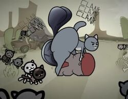 absurd_res anthro big_penis domestic_cat felid feline felis feral genitals hi_res huge_cock hyper hyper_genitalia hyper_penis inanimate_object killrabs male mammal meme mewgenics objectum penis sex_with_bomb shitpost small_but_hung solo