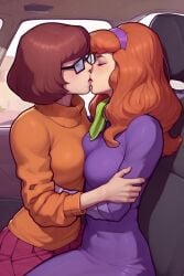 ai_generated animated daphne_blake lesbian_couple lesbian_kiss passionate_kiss scooby-doo tagme velma_dinkley video