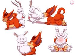 3_toes anal anal_sex anthro balls belly belly_lick big_belly bodily_fluids ceecrue_(shangri-la_frontier) chua cum cum_in_ass cum_inside duo feet fennephilim_fox foot_lick fur genital_fluids genitals gusho hair hi_res humanoid_genitalia humanoid_penis lagomorph leporid licking male male/male mammal mohawk multiple_poses orange_body orange_eyes orange_fur orange_hair penetration penis pose rabbit stomach_bulge tan_body tan_fur toes tongue white_body white_fur white_hair wildstar