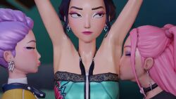 3d 3girls animated annoyed_expression armpit_fetish armpit_kiss armpits blender clothed kpop_demon_hunters mira_(kpop_demon_hunters) rumi_(kpop_demon_hunters) sony_pictures_animation tagme theblendertaper video zoey_(kpop_demon_hunters)