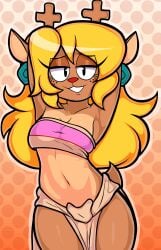 1girls absurd_res anthro anthro_female antlers armpits arms_up bedroom_eyes blonde_female blonde_hair breasts buckteeth chel_(cosplay) chel_(the_road_to_el_dorado) clothing cosplay countershading crossover crossover_cosplay deer deltarune digital_media_(artwork) dreamworks dreamworks_animation dreamworks_pictures ear_piercing ear_ring exposure_variation eyelashes eyeshadow female female_only freckled_face freckles freckles_on_face front_view furry furry_female glistening_eyelids hair hands_behind_head hi_res horn long_hair looking_at_viewer mammal narrowed_eyes navel new_world_deer noelle_holiday piercing portrait raiderwolf reindeer ring_piercing seductive solo tail tailabstract_background the_road_to_el_dorado three-quarter_portrait topwear tube_top twitter_link undertale undertale_(series) wide_hips