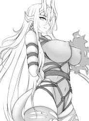 1girls arms_behind_back bondage bound bound_arms bound_fingers bound_hands female female_only femsub greyscale monochrome reverse_prayer rope thighhighs yeyue