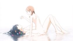 2girls akira_okudaira aoi_hana blue_hair completely_naked completely_nude completely_nude_female feet female_only fumi_manjoume lesbian long_hair naked nude nude_female official_art orange_hair yuri