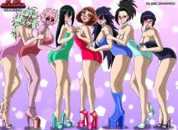 beautiful_females big_breasts boku_no_hero_academia choker dilane93 eyeshadow glitter_dress high_heels jirou_kyouka lingerie lipstick makeup midnight_(my_hero_academia) mina_ashido mini_dress momo_yaoyorozu multiple_girls my_hero_academia nemuri_kayama night_club ochaco_uraraka party_dress seductive seductive_look seductive_smile sexy_body sexy_clothing sexy_female sexy_pose sideboob stiletto_heels thick_legs thick_thighs tight_clothes tight_clothing tooru_hagakure tsuyu_asui