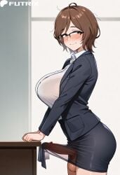 1futa ai_generated big_ass big_breasts big_dick dick dickgirl erection feet futa_only futanari futrix hi_res highres milf naked nude office_lady original_character showing_off striptease teasing thick_ass thick_thighs