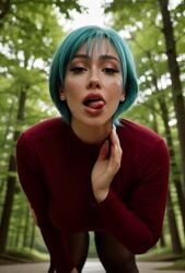 ai_generated alternate_breast_size big_breasts blue_eyes blue_hair breasts bulma_briefs chubby_hips curvy dragon_ball female gigantic_breasts hand_on_hip heart milf naked niduscharger plump tagme thick_thighs tongue tongue_out video voluptuous