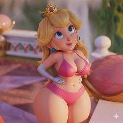 1girls ai_generated armwear bikini blonde_female blonde_hair blue_eyes crown curvaceous_female curvaceous_hips edit edited fat_thighs female female_only gemini huge_thighs human human_only large_thighs light-skinned_female light_skin long_hair mammal mario_(series) mature mature_female nintendo princess princess_peach princess_peach_(movie) royalty solo solo_female super_mario_bros._(2023_film) thick thick_legs thick_thighs thighs