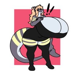 1:1 absurd_res anthro big_breasts breasts clothing dress female fish haosafterdark hi_res huge_breasts hyper hyper_breasts jennifer_(haosafterdark) legwear marine shark short_dress solo stockings thick_thighs