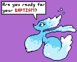 accurate_art_style ass bluesky_link breasts darkner deltarune deltarune_chapter_4 dialogue dialogue_box english_text miss_mizzle mizzle_(deltarune) moronicpixels nipples pixel_art pixelated spirit sprite sprite_sheet thighs toby_fox water xenias98