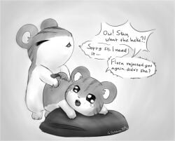 2019 ass black_eyes black_text bodily_fluids brother_(lore) brother_and_sister_(lore) buckteeth butt_grab chu closed_eyes cricetid dialogue digital_drawing_(artwork) digital_media_(artwork) duo ellipsis english_text exclamation_point female feral from_behind_position fur grey_background grey_body hamster hamtaro_(series) hand_on_butt hi_res incest_(lore) interrobang looking_at_another looking_at_partner looking_back looking_back_at_another looking_back_at_partner male male/female mammal monochrome on_pillow open_mouth paws pillow question_mark questionable_consent raised_head rodent rodent_ears sandy_(hamtaro) sex short_tail sibling_(lore) sibling_incest signature simple_background sister_(lore) speech_bubble stan_(hamtaro) striped_body striped_fur stripes tail tears tears_of_pain teeth text white_inner_ear white_speech_bubble