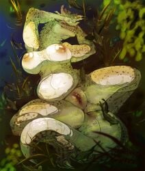 2025 alligator alligatorid ambient_fish ambient_sealife anthro breasts closed_eyes crocodilian female genitals hi_res inuki nipples nude nude_female partially_submerged reptile scalie sleeping slightly_chubby slightly_chubby_female solo spread_legs spreading swamp tail teeth vulva