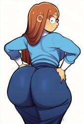 1girls ai ai_generated ass_focus back_view behind_view big_ass big_butt bubble_ass bubble_butt bwl_(style) female female_focus female_only kindergarten_(game) looking_at_viewer ms._lovelett novelai solo thick_thighs