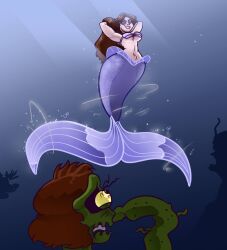 ariel armpits arms arms_behind_head arms_up belly_button big_breasts bra breasts brown_hair busty cecaeliafanatic disney disney_villains female female_only fin lips lipstick long_hair looking_down mermaid purple_eyes seashell_bra smile tail tail_fin teeth the_little_mermaid the_little_mermaid_(1989_film) thin tight_bra tight_fit underboob underwater ursula_(the_little_mermaid) vanessa_(the_little_mermaid)