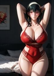 1girls 2d ai_generated athletic athletic_female bare_shoulders belly big_breasts black_hair blush bra breasts_bigger_than_head chest curvy curvy_figure cute cute_face dark_hair detailed eyelashes eyeshadow female female_focus fit fit_female focus hairband hands_behind_head hands_up high_quality huge_breasts image large_breasts legs light-skinned_female light_skin lingerie lips lipstick long_hair looking_at_viewer makeup mascara mature milf-master pale-skinned_female pale_skin panties red_eyes seductive seductive_look sexy_pose shiny_skin shy spy_x_family stable_diffusion tagme tall tall_female thighs uncensored underwear yor_briar yor_forger