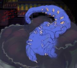 1girls anonymous_artist female jeanne_(look_outside) look_outside monster pregnant pregnant_belly pregnant_female smoking solo teratophilia unusual_anatomy